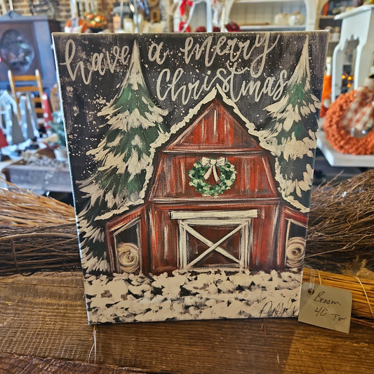 Merry Christmas red barn