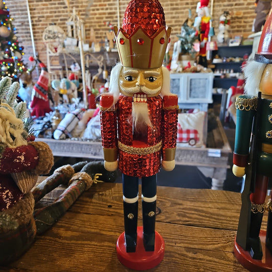 Red glitter nutcracker