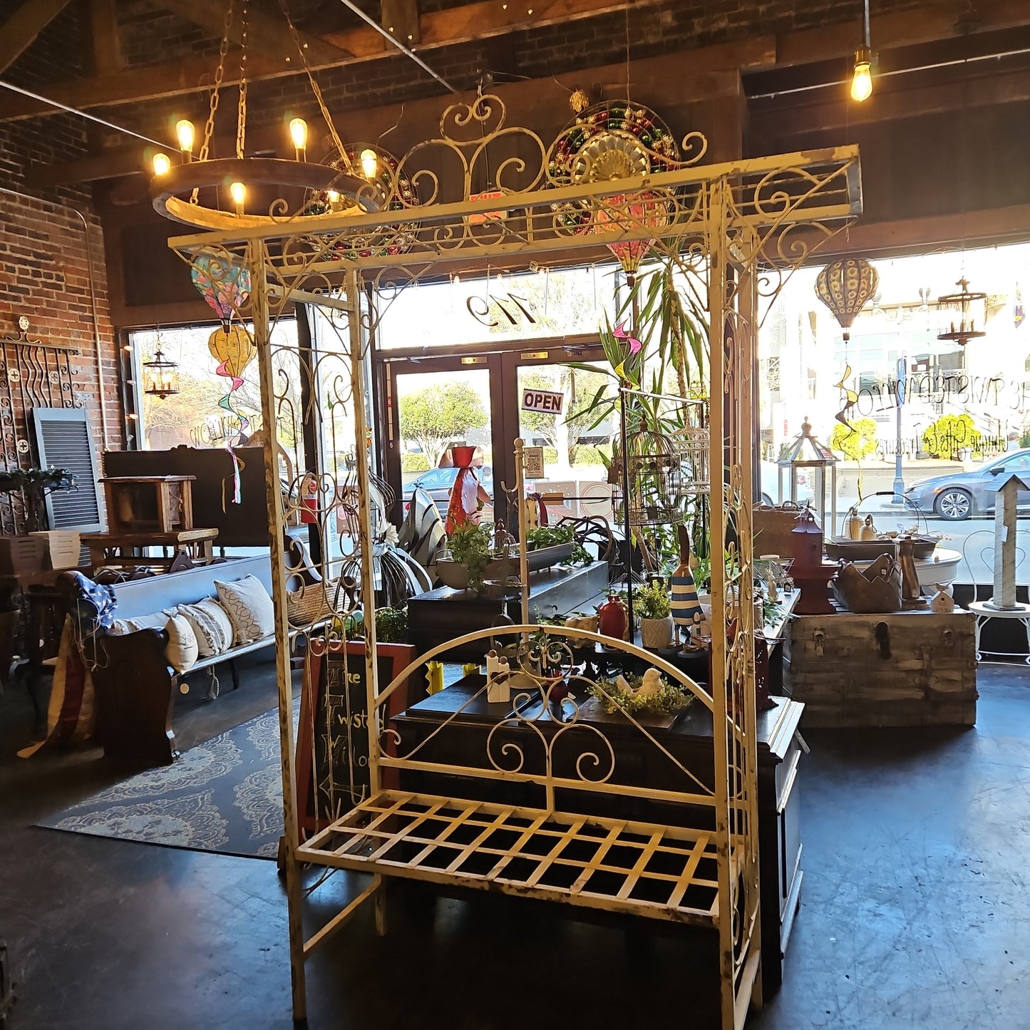 7.4 feet tall arbor with bench