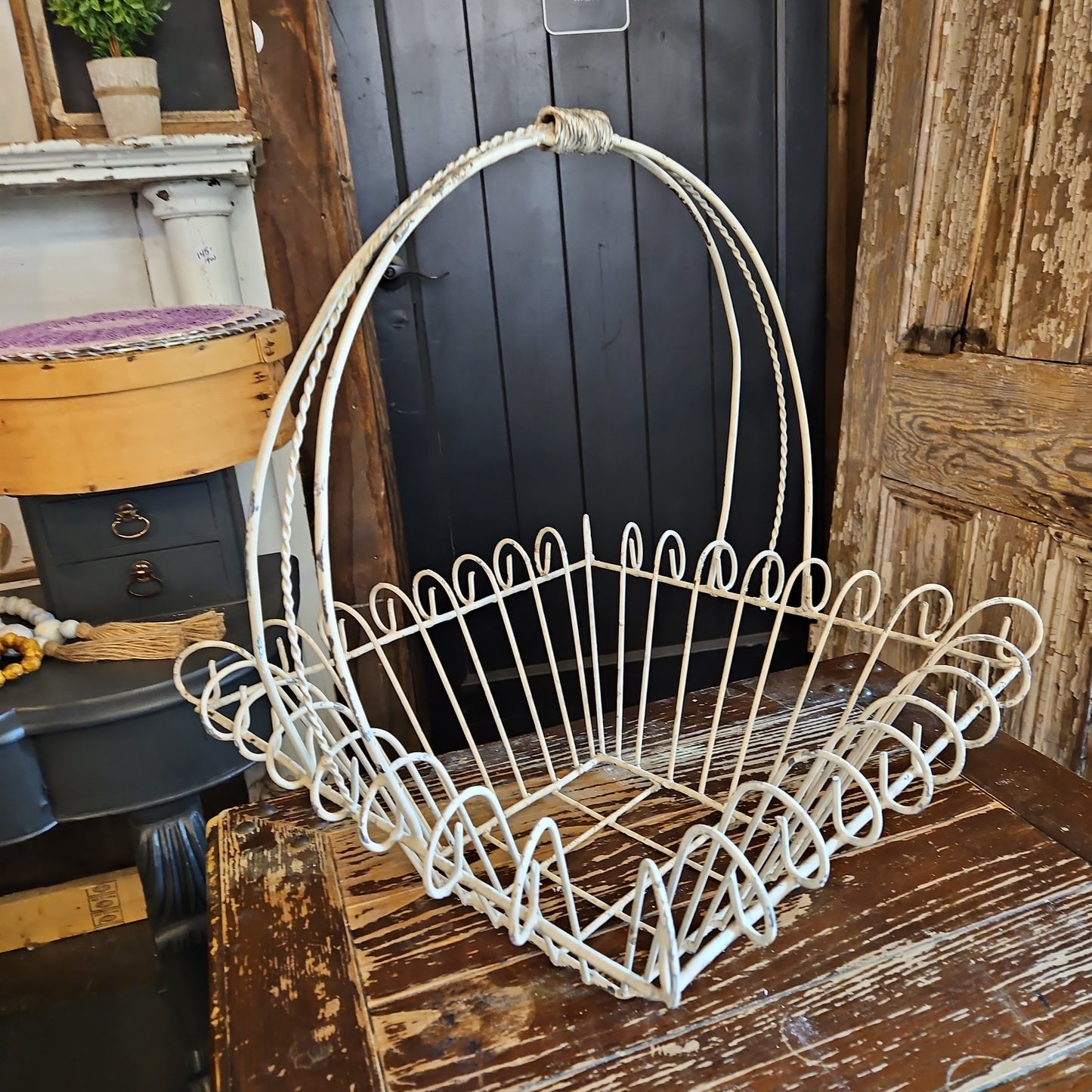 Large wrought iron basket