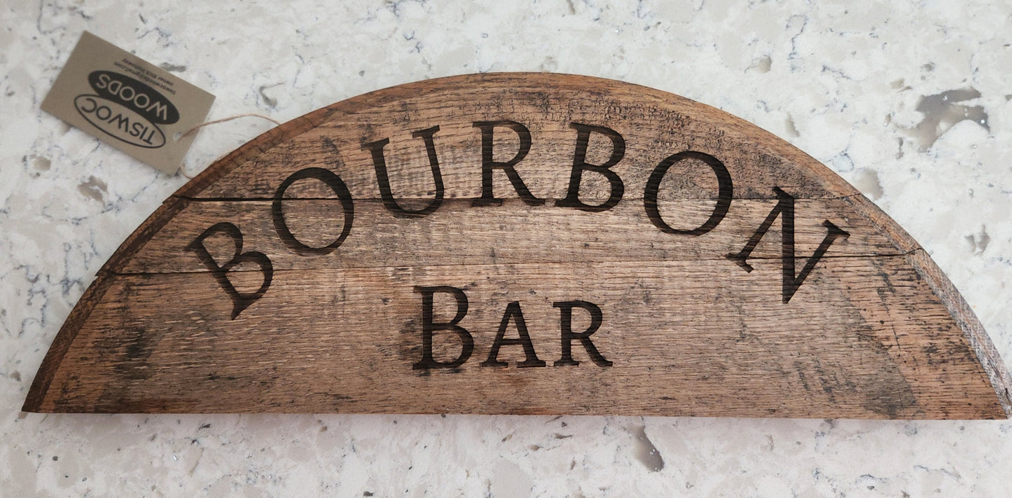 Bourbon Barrel Head Bourbon Bar Sign