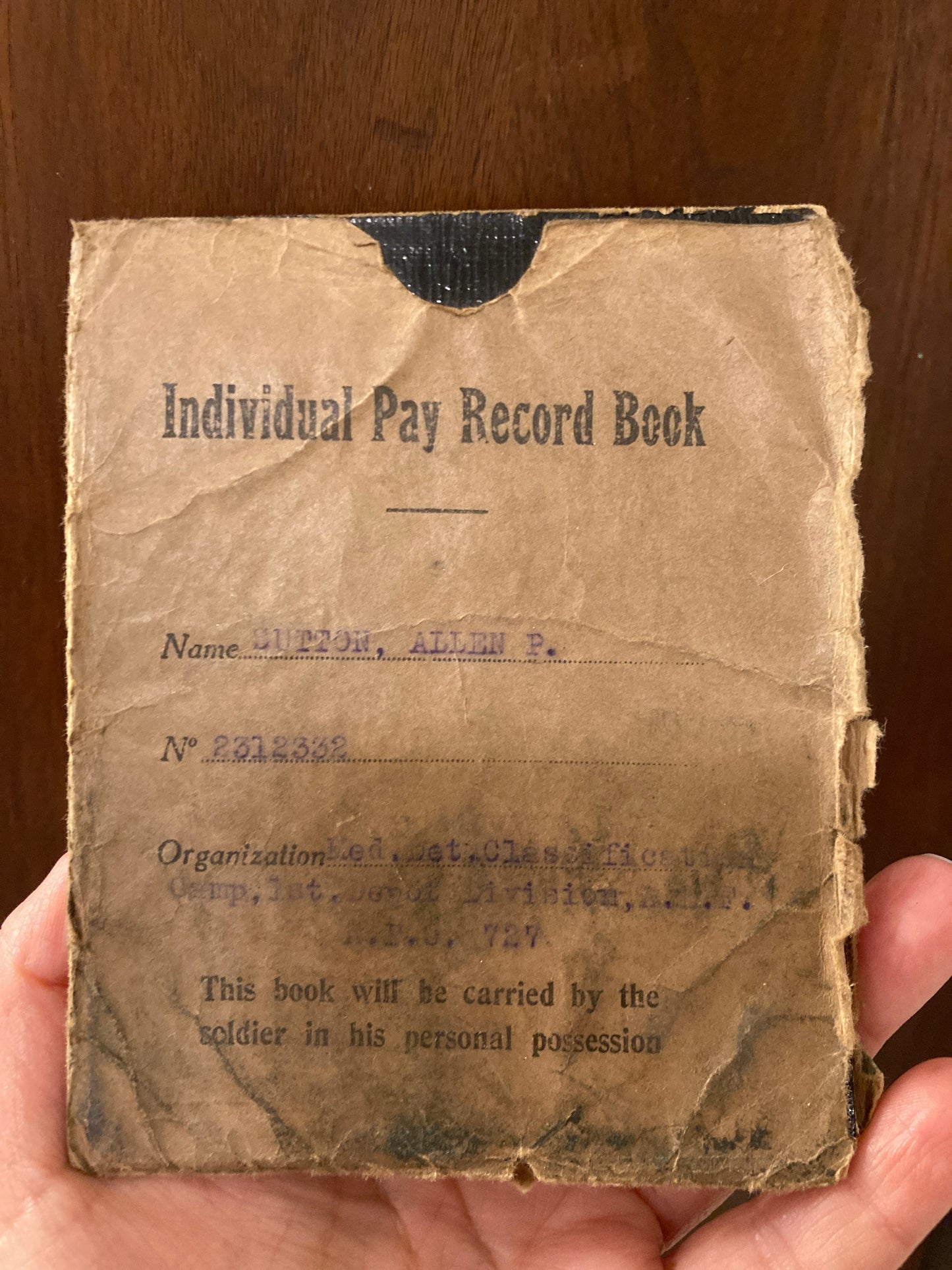 WWI Pay Book