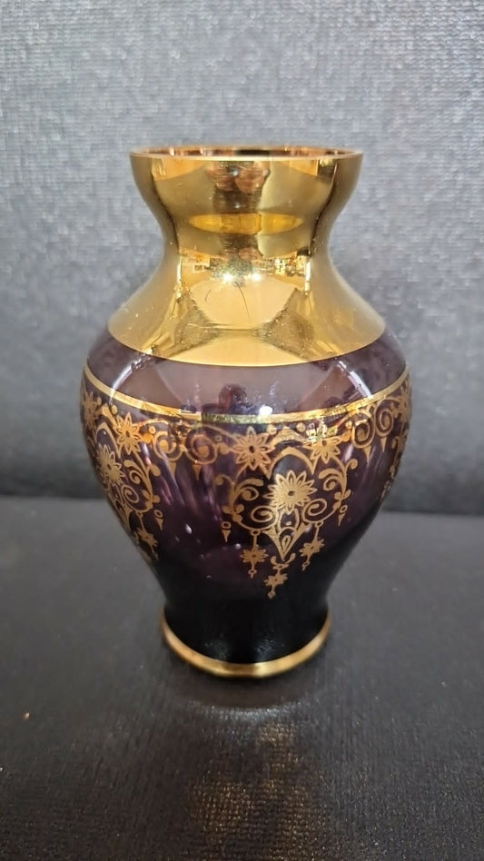 Bohemian Amethyst & Gold Vase