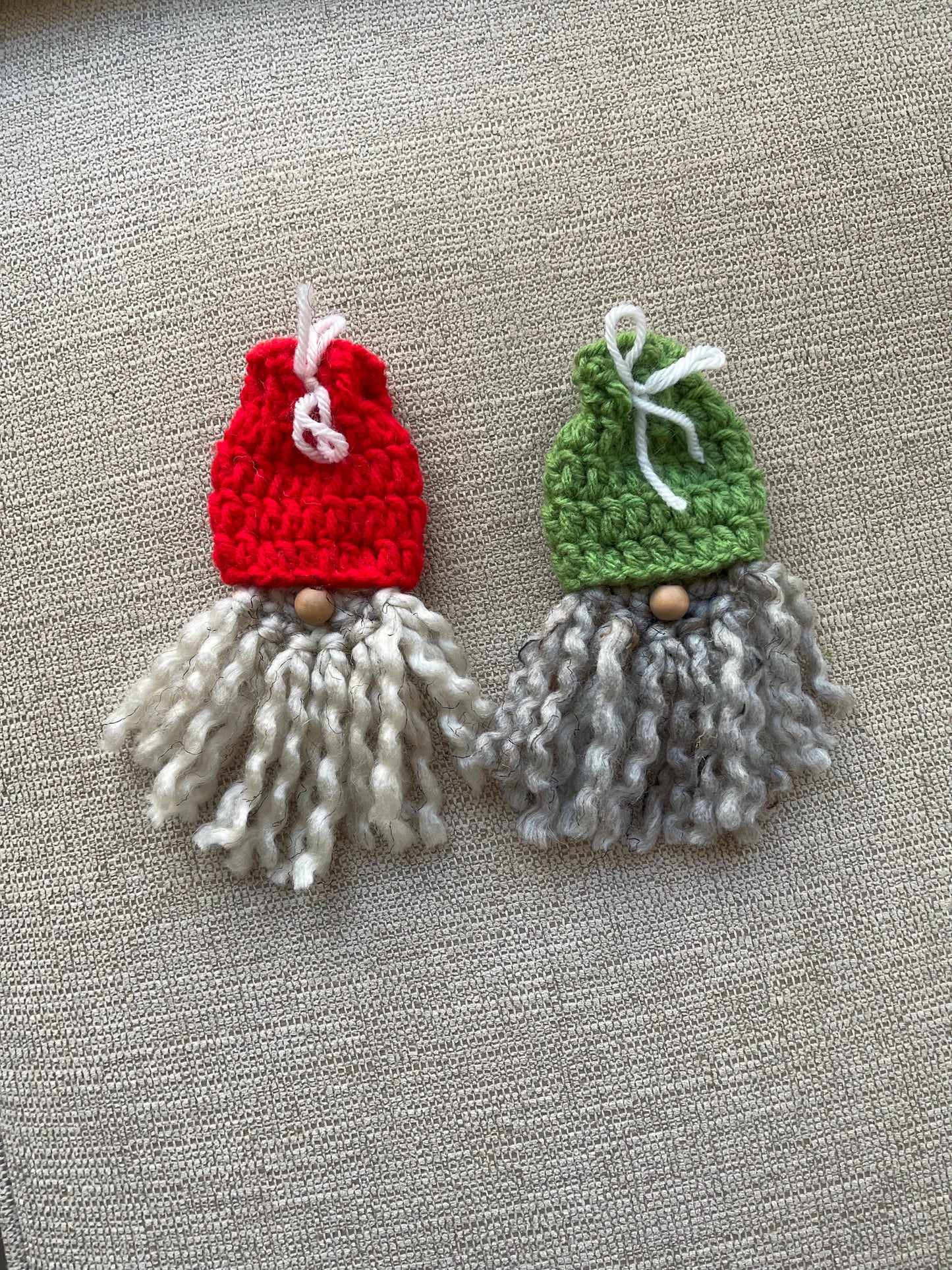 Crocheted Gnome ahead Ornament