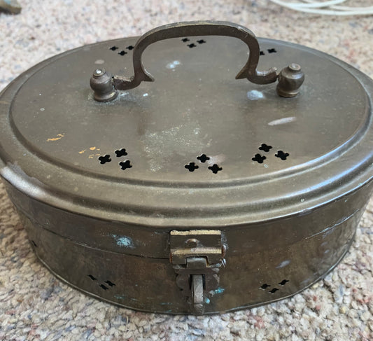 Large oval brass cricket box