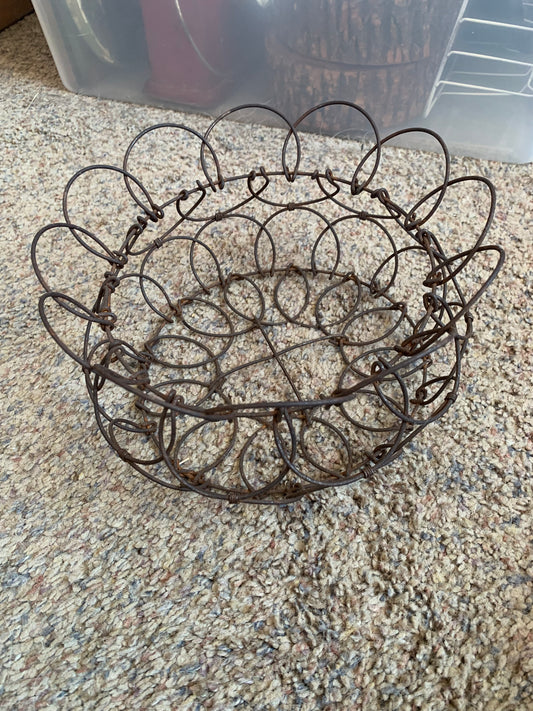 Antique wire folding egg basket