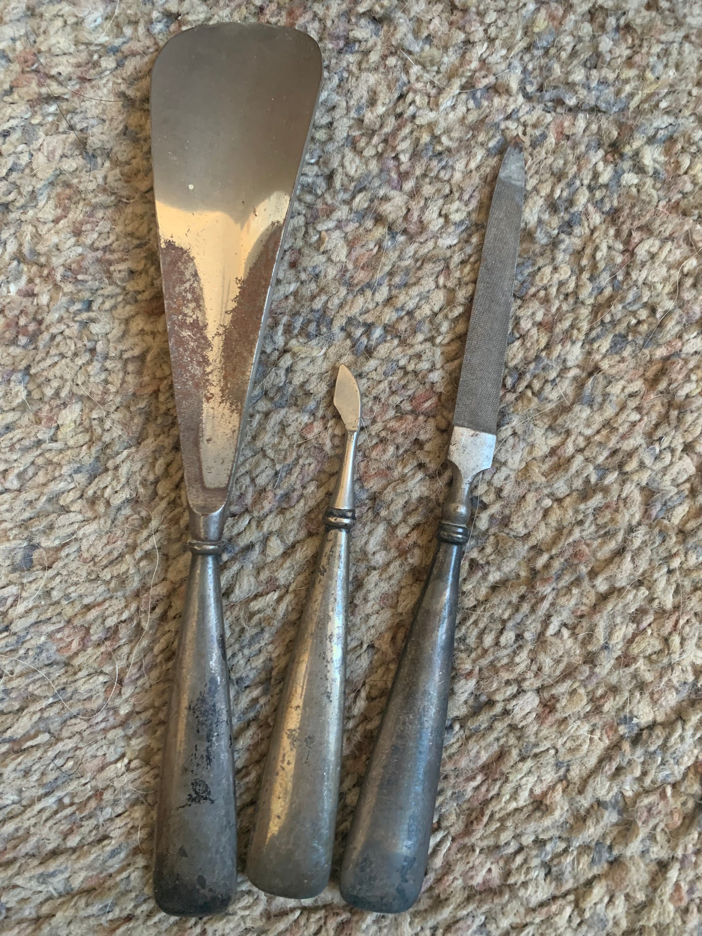 Antique Silver Plate Vanity Set 3 Pc