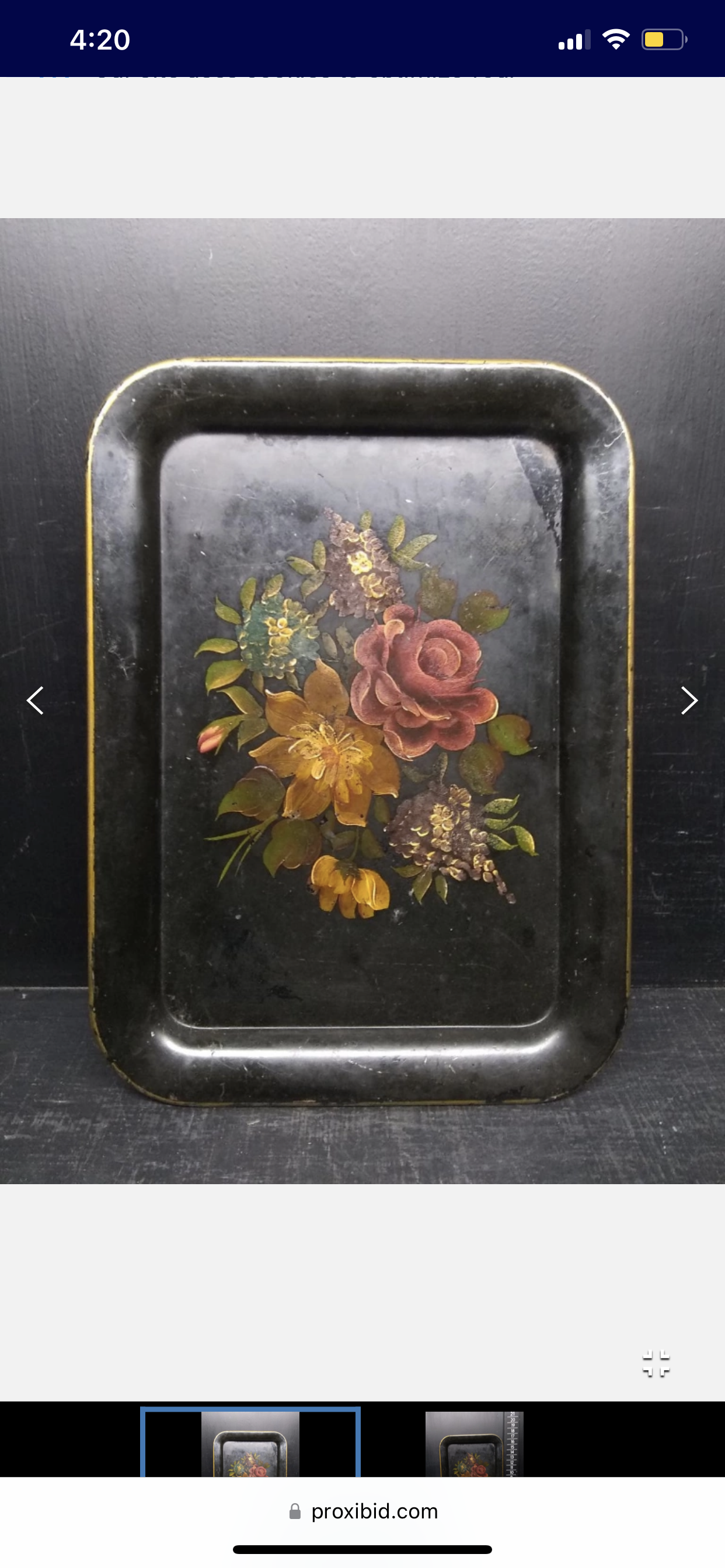 Vintage Floral Metal Serving Tray