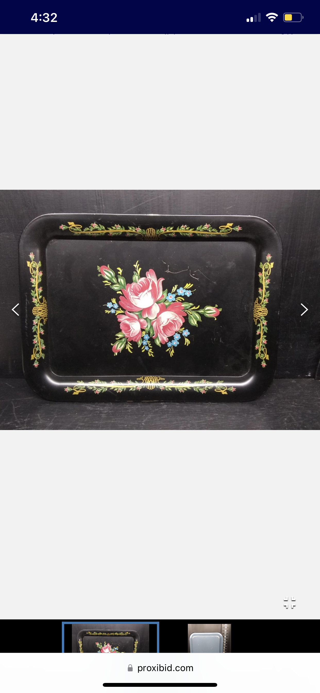 Vintage Floral Metal Tray