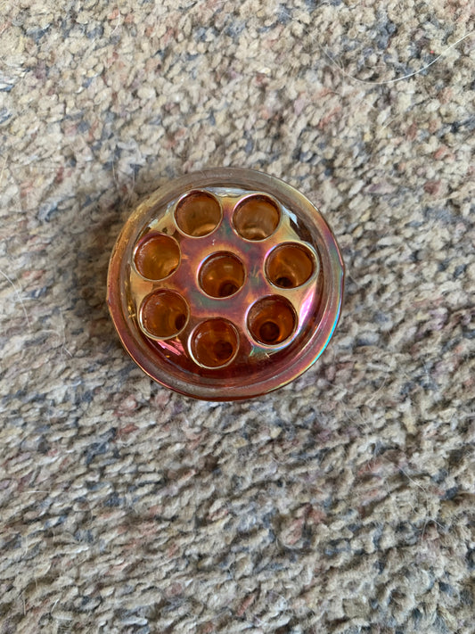 Marigold Carnival Glass 8Hole Flower Frog