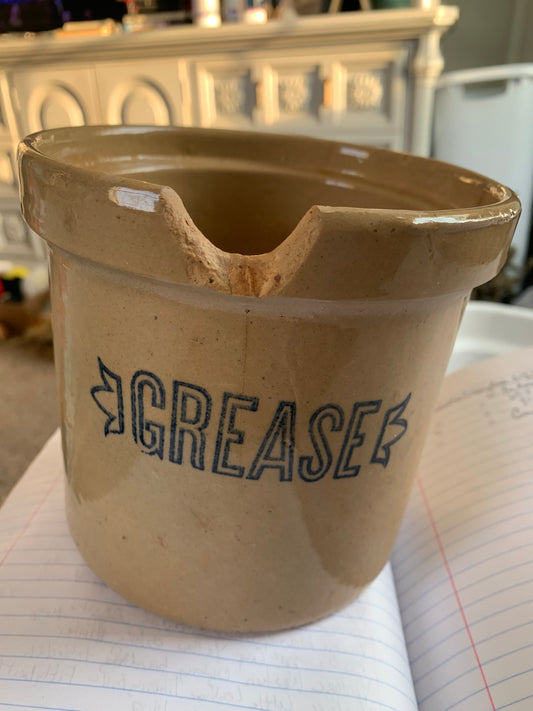 Antique stoneware grease crock