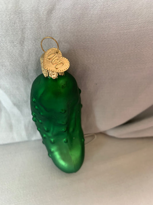 Pickle Glass Blown Xmas Ornament