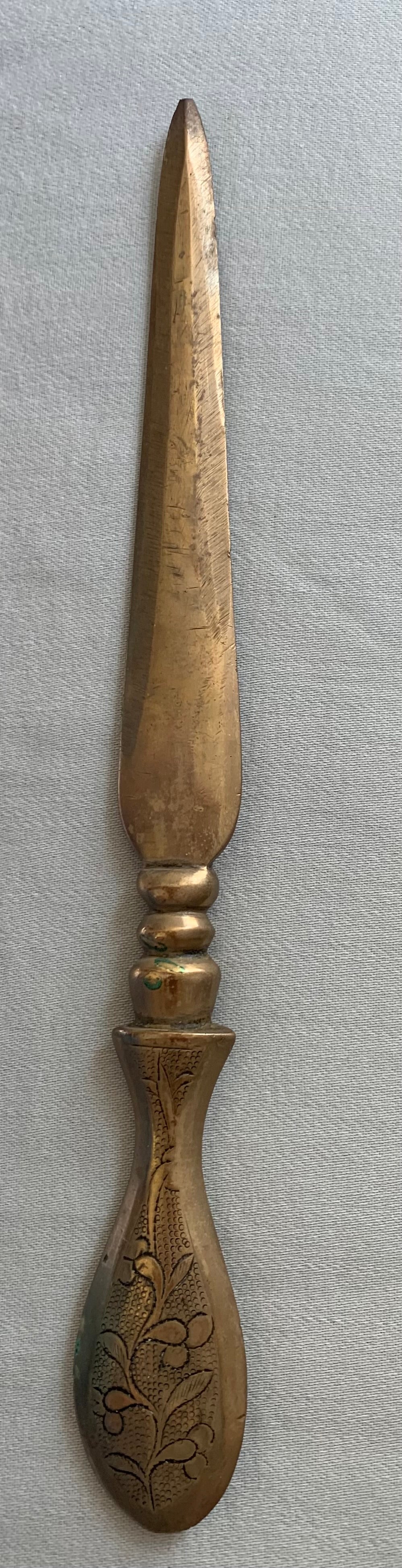 1920’s Brass Letter Opener with Etched Flowers