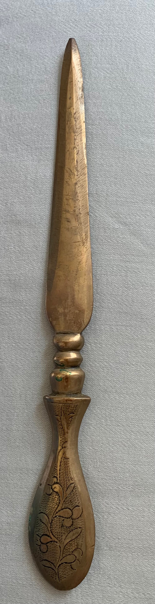 1920’s Brass Letter Opener with Etched Flowers