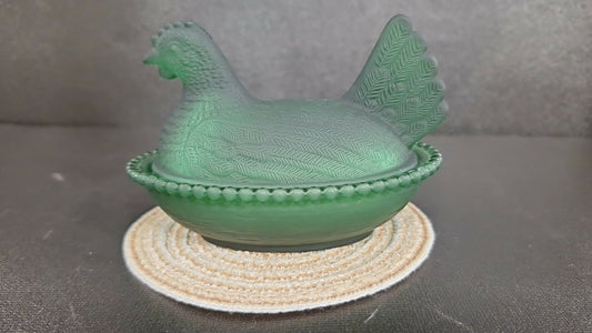 Import Frosted Green Hen on Nest