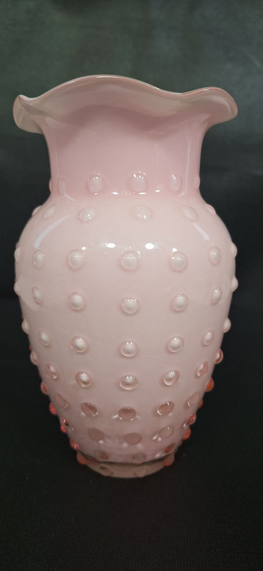 Import Cased Pink Hobnail Vase