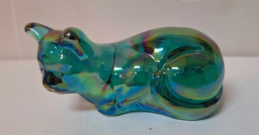 Mosser Teal Carnival Laying Cat