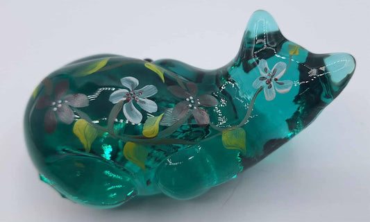 Mosser Teal Painted Laying Cat