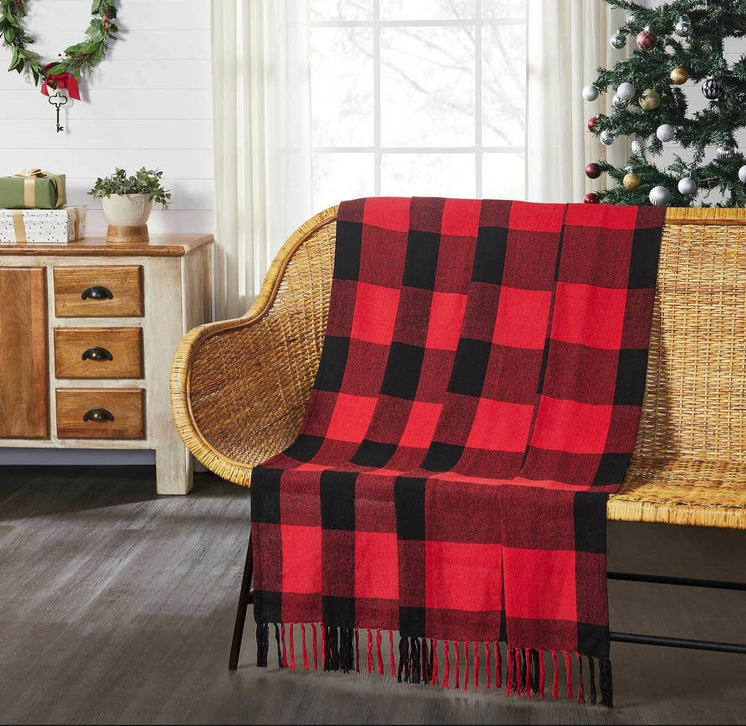 Red and black throw