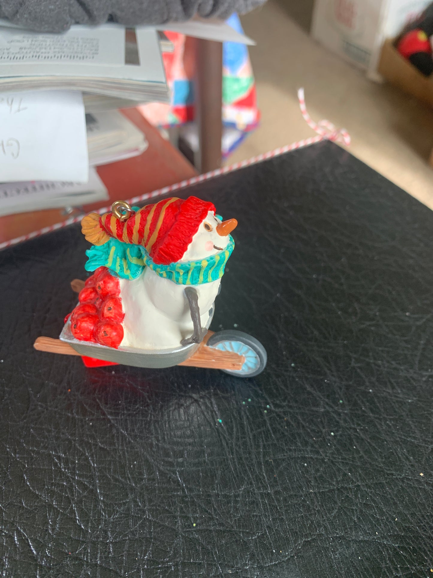 Snowman in Wheelbarrow 2000 Jan Karon Hallmark Ornament