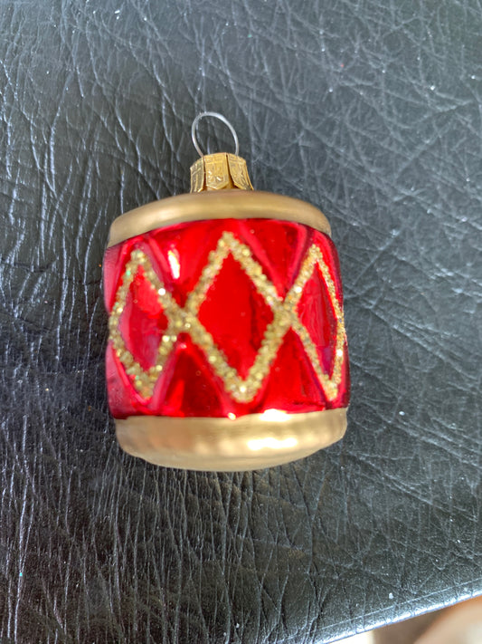 Blown Glass Christmas Drum Ornament