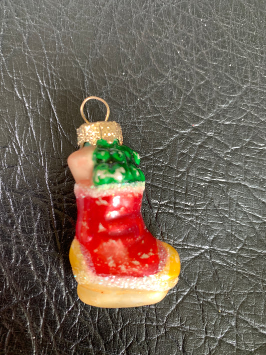 Blown Glass Christmas Stocking Ornament
