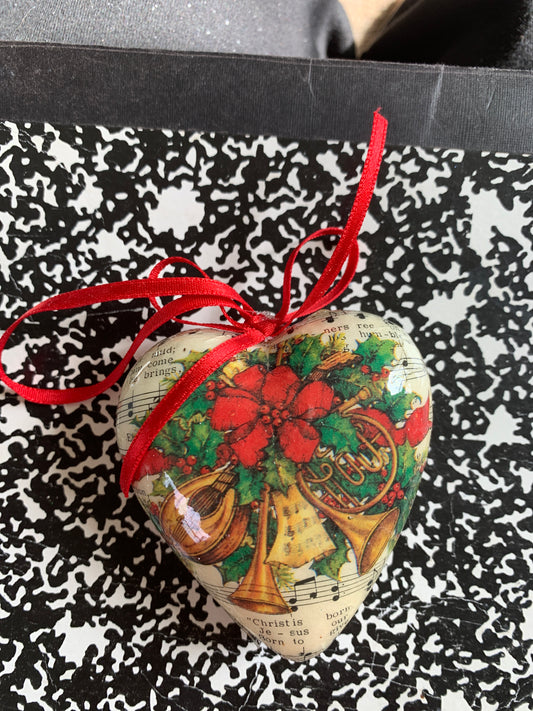 Vtg Music Note Modge Podge Christmas Ornament