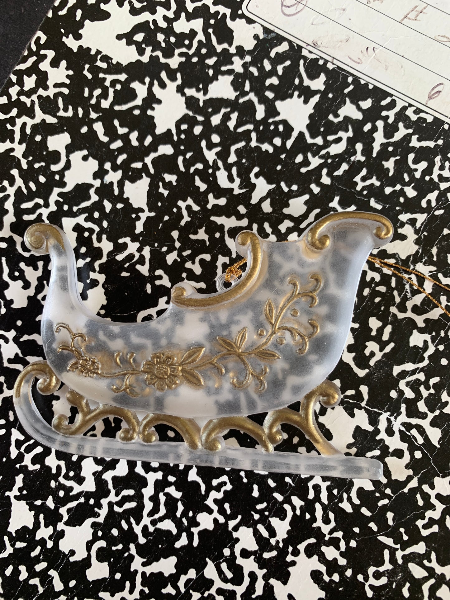 Vtg Sleigh Christmas Ornament