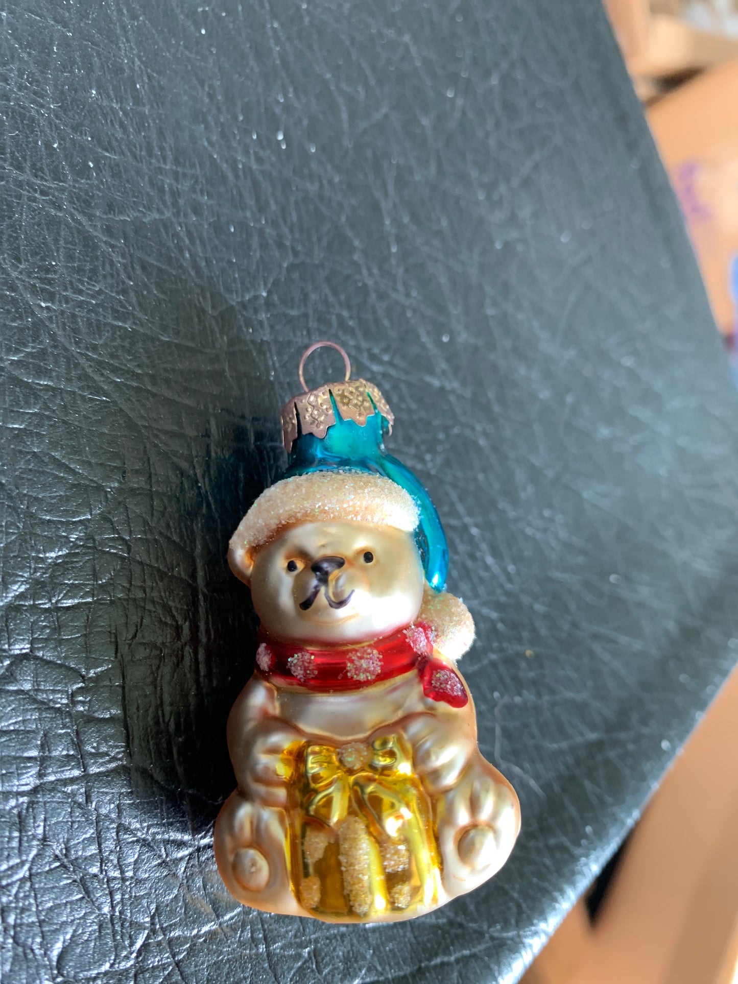 Blown Glass Christmas Bear Ornament