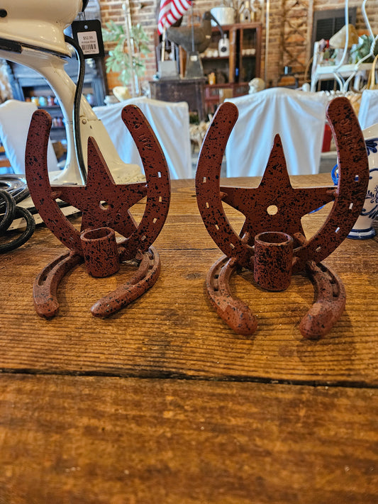 Horseshoe candle holders