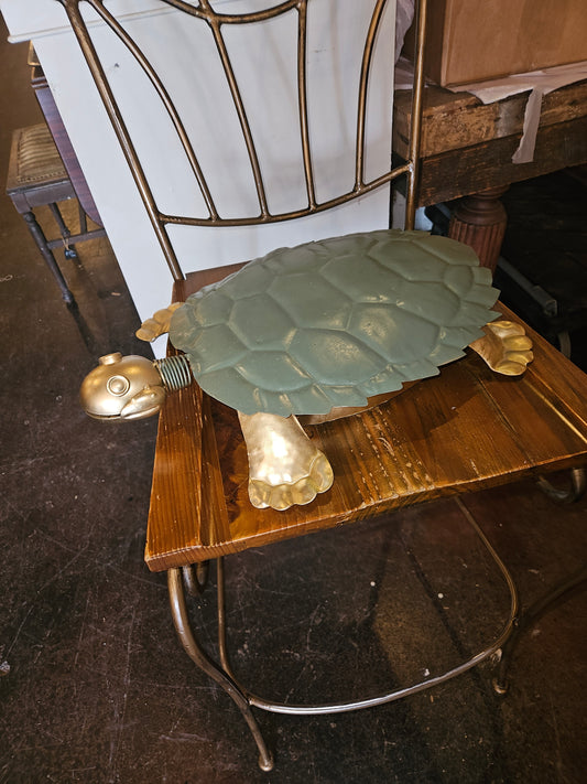 Metal yard art turtle