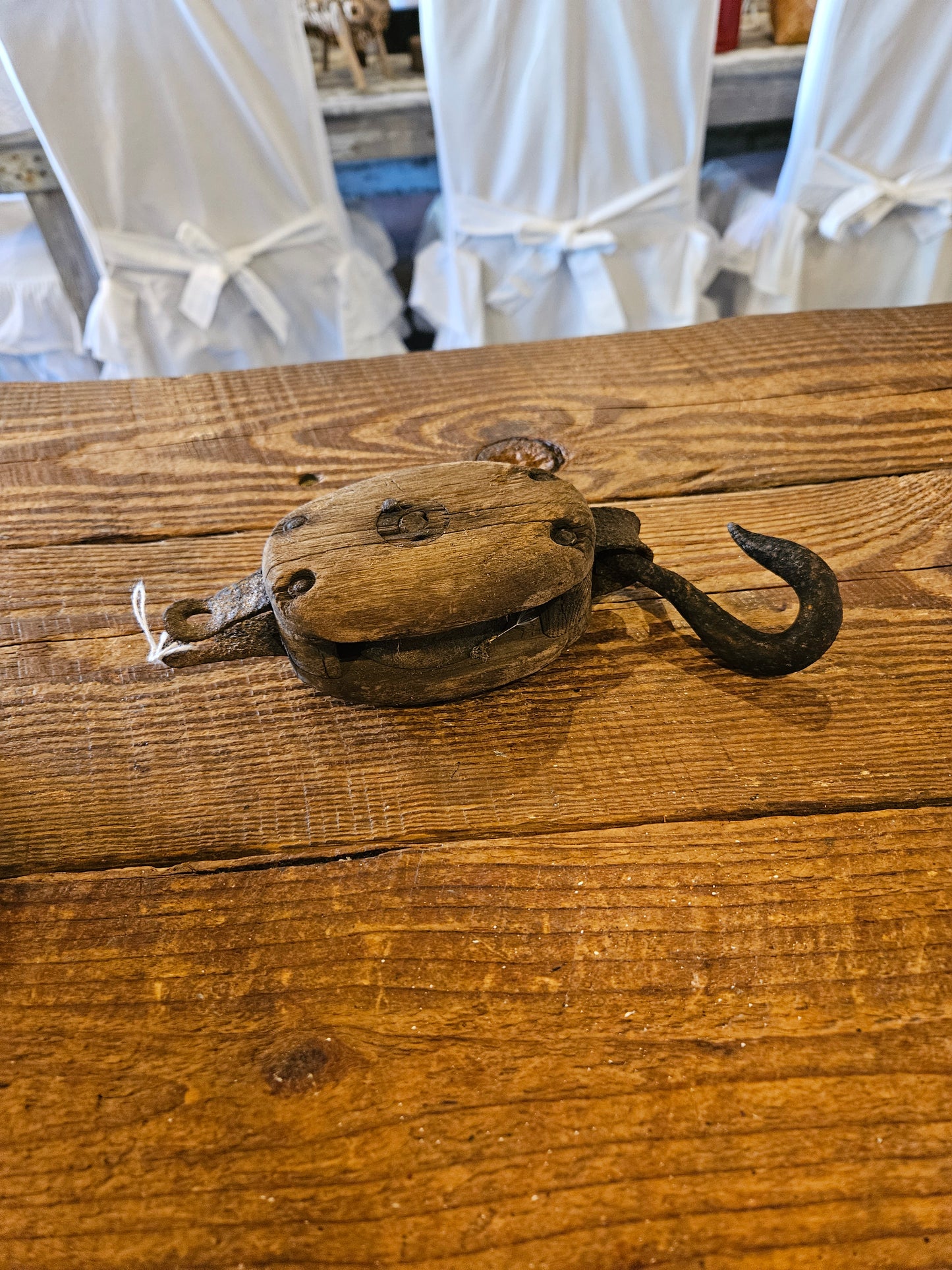 A antique pulley