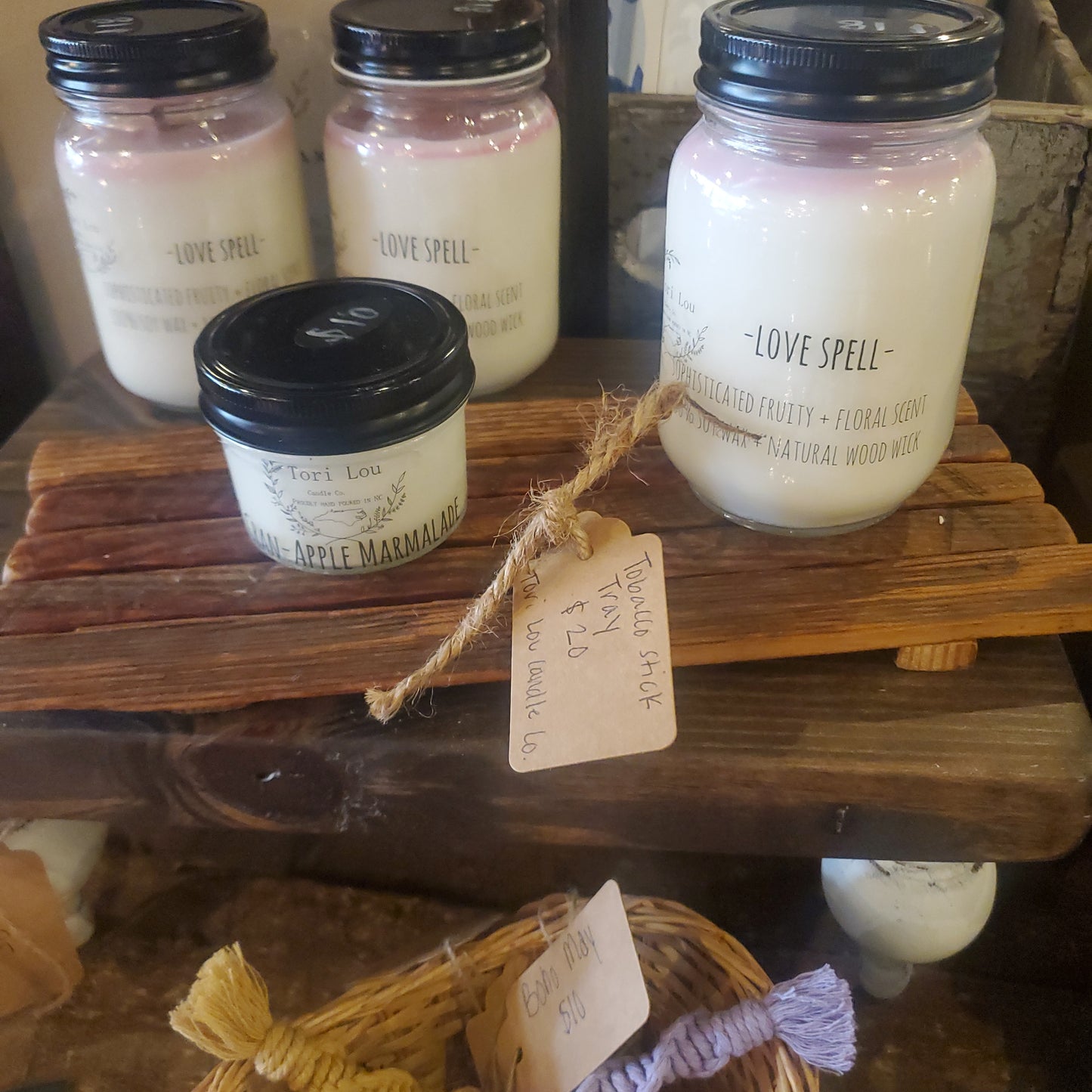 Tobacco stick tray for soaps or candles