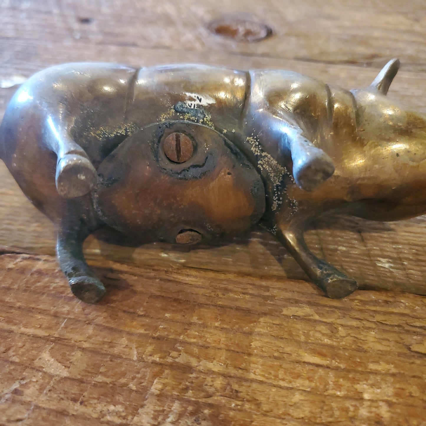Brass coin pig