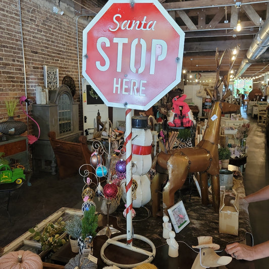 Santa Stop Here Metal Sign