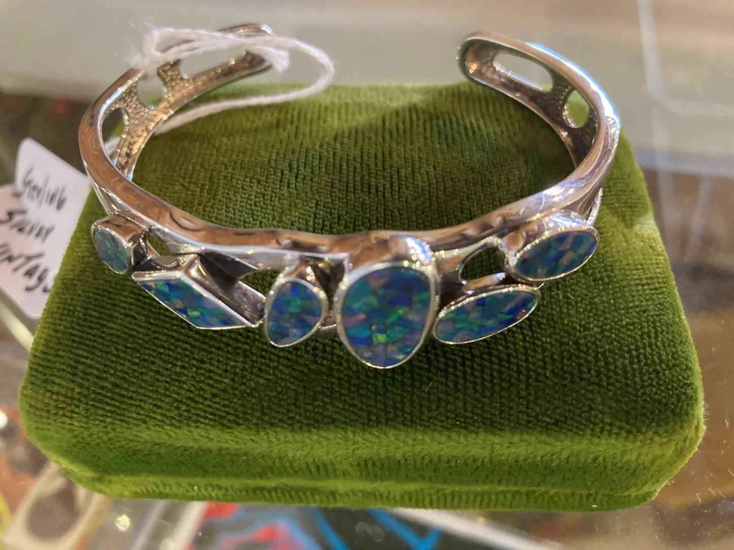 Jewelry = Silver Mosaic Opal Bracelet