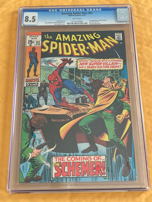 Comic = AMAZING SPIDER-MAN #83 CGC 8.5 - 1ST SCHEMER - "DAREDEVIL: BORN AGAIN" DISNEY SERIES