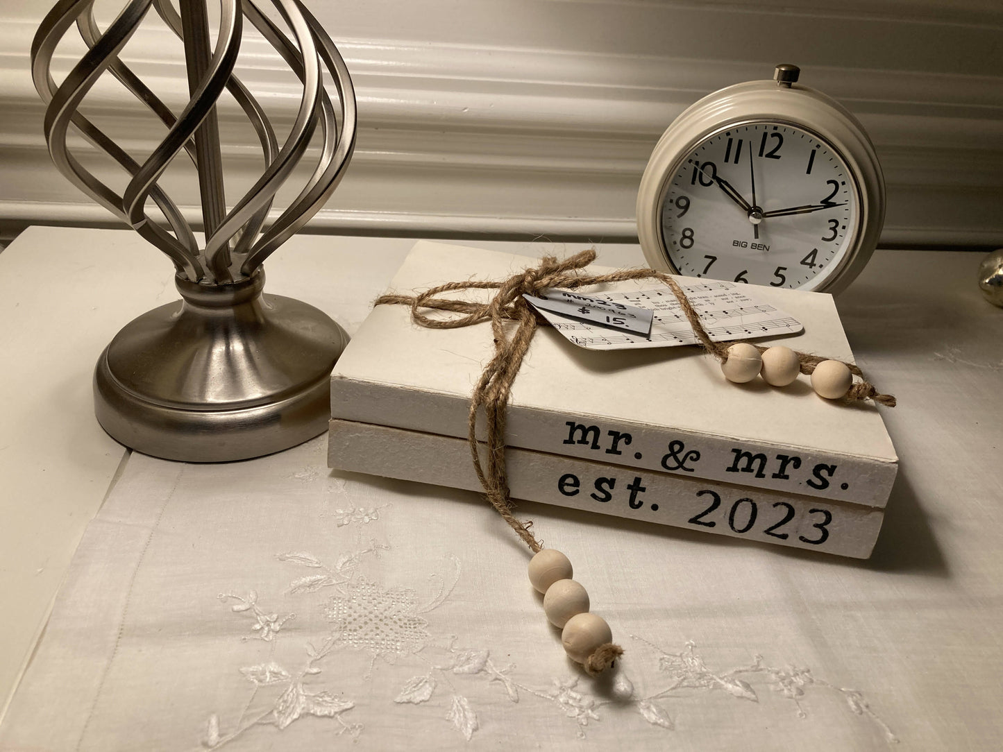 “mr. & mrs. est. 2023” bookstack