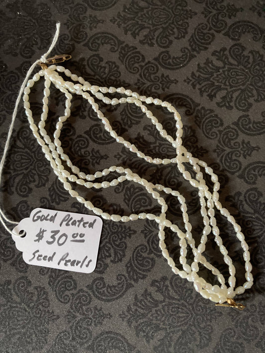 Jewelry = Vintage Gold-Plated Fresh Water Seed Pearl Bracelet