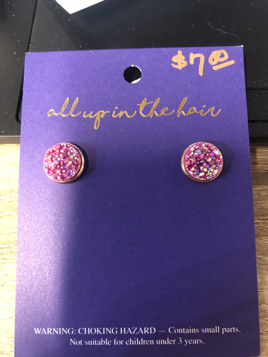 Pink Sparkle Druzy Earrings