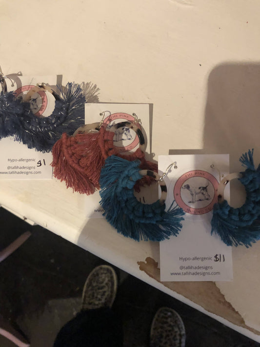 Macrame Earrings Navy