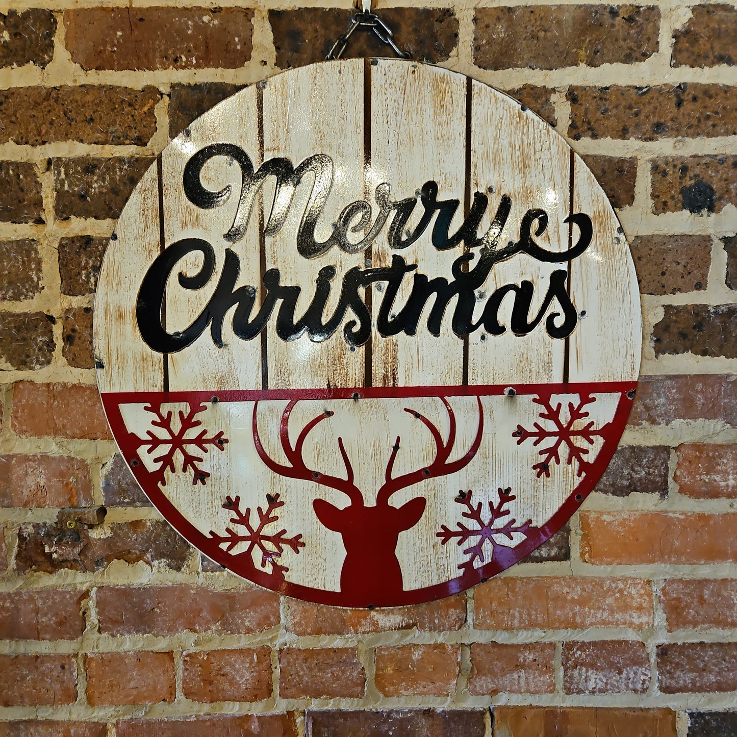 Deer Merry Christmas metal sign