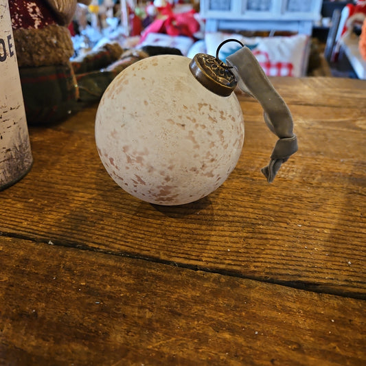 Speckled white and gold glass ornament