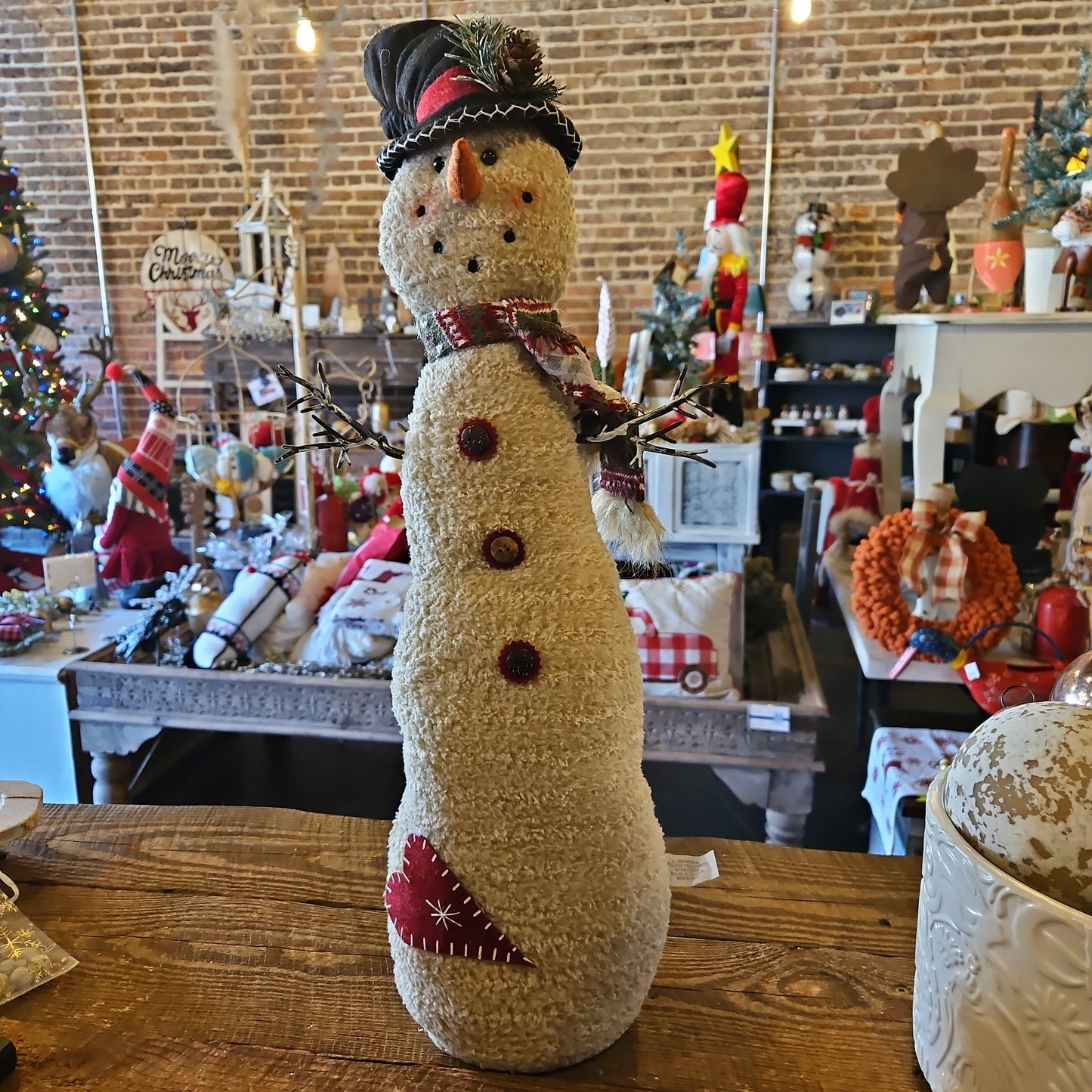 Tall stuffed snowman