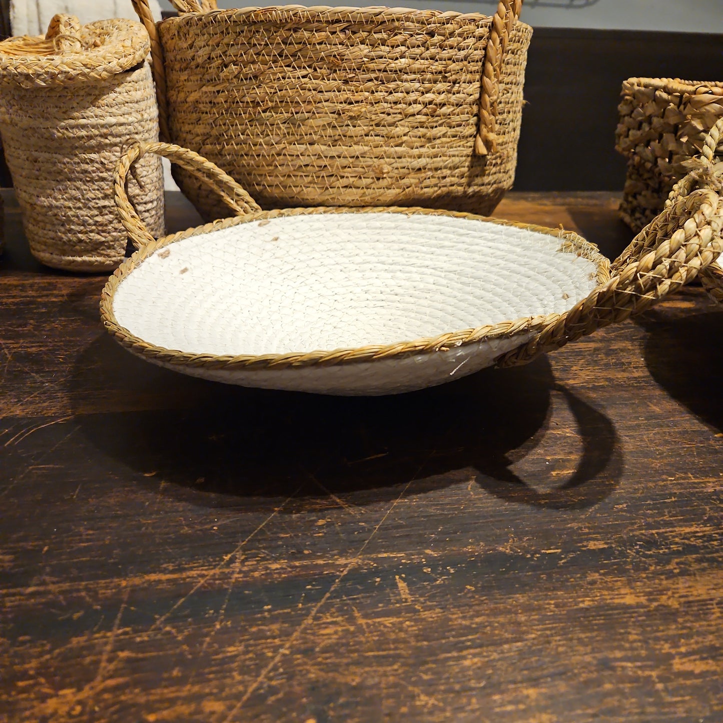 Boho white basket
