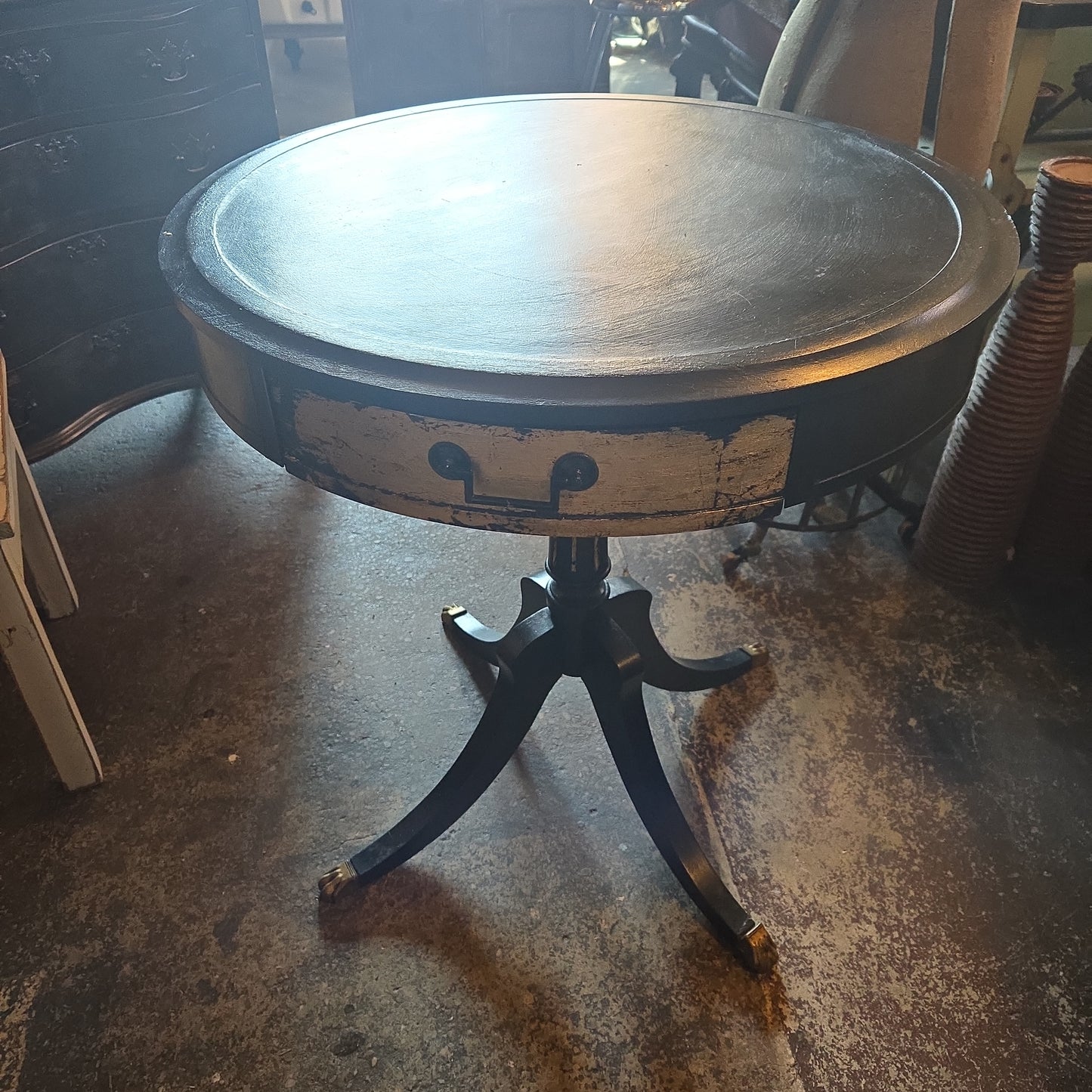Refinished Antique Drum Table
