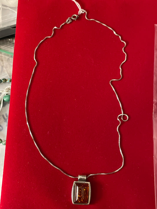Jewelry=Baltic Amber necklace sterling Poland