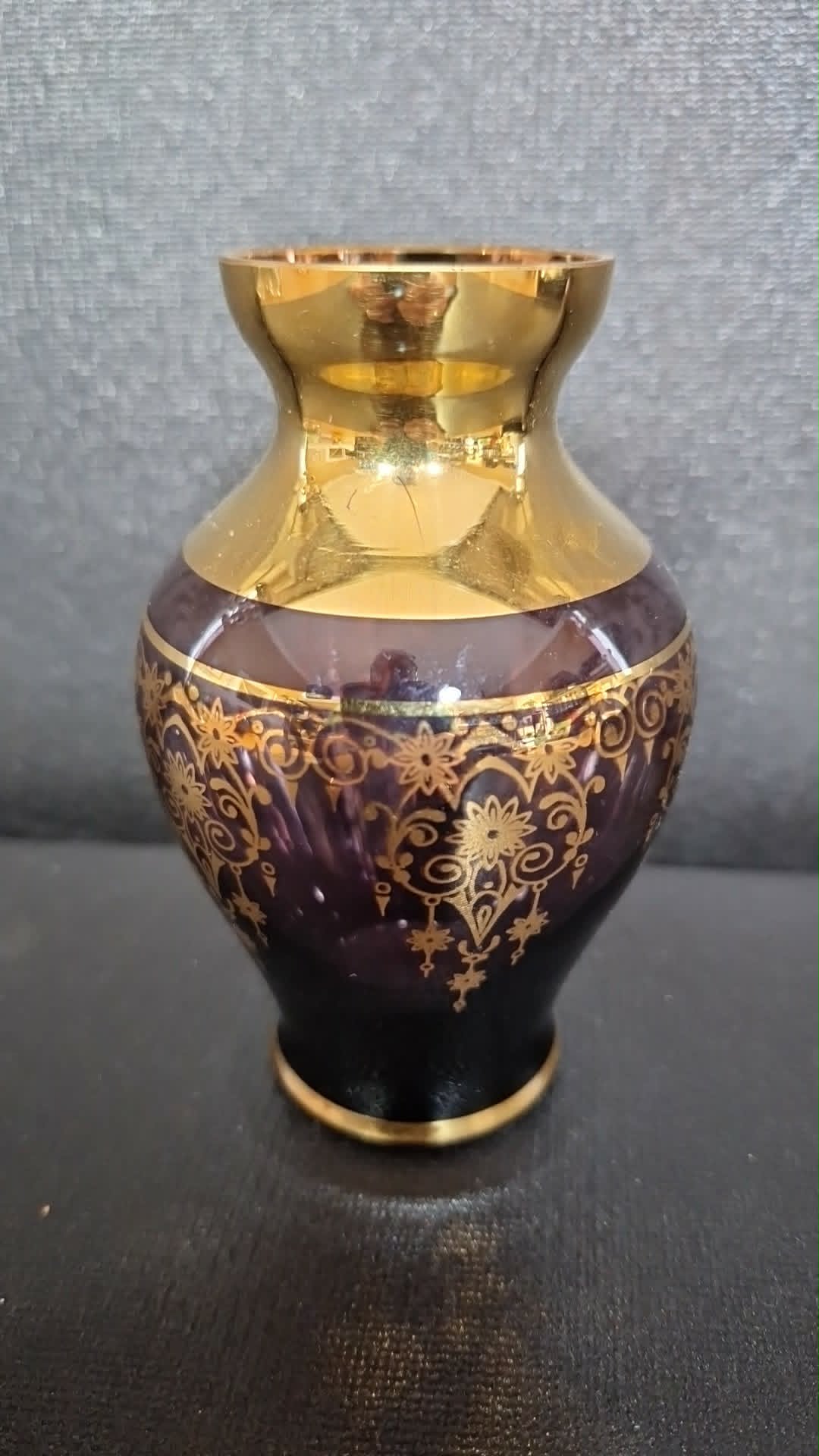 Bohemian Amethyst & Gold Vase