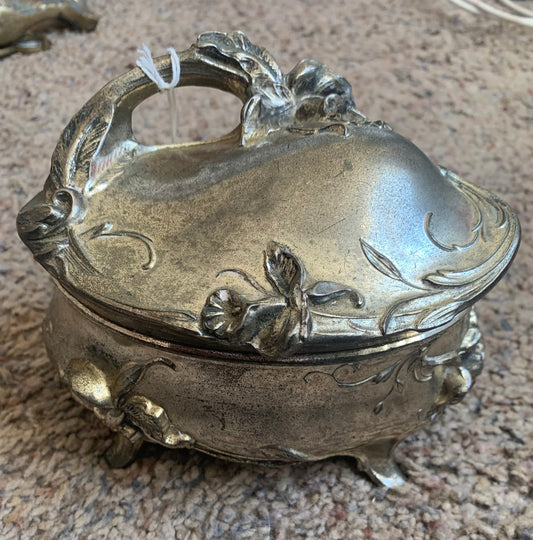 Antique empress silver-plate jewelry box