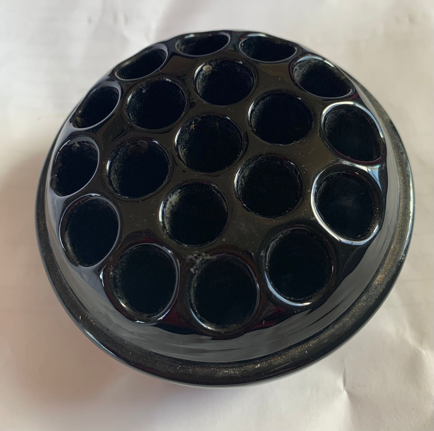 Vintage Black Amethyst Flower Frog